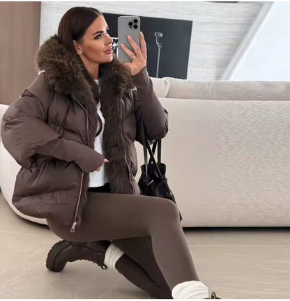 SLY© | Brown Fur Puffer Jacket
